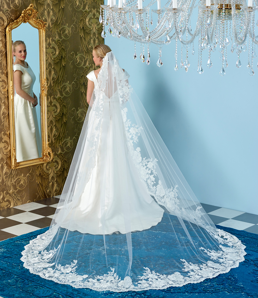 Wedding veils, bridal veils, bespoke veils, cathedral veils, elbow length veils, beaded veils, lace veils, vintage veils, modern veils, long veils, knee length veils, chapel length veils, show stopper veils, crystal veils, veils, short veils, medium veils, ivory veils, white veils, peach veils, floral veils, soft tulle veils, lace edge veils, show stopper veils, long veils, short veils