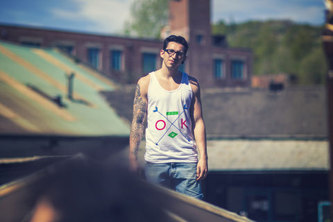RGB,Vest,tshirt, t shirt, tee, bold, red, blue, green, handprinted, hand printed, screenprinted, screen printed, typography, typographic, vest, tank, tank top, singlet, organic, organic cotton, cotton, denim, vintage, retro, customised, customized, custom, handmad