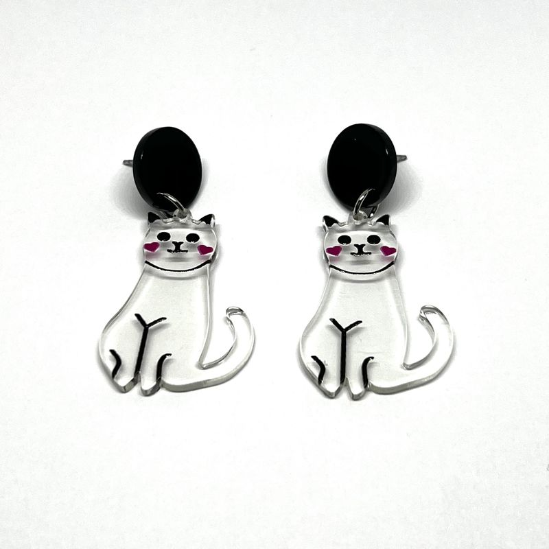 White Kitty Earrings Kawaii Store And More