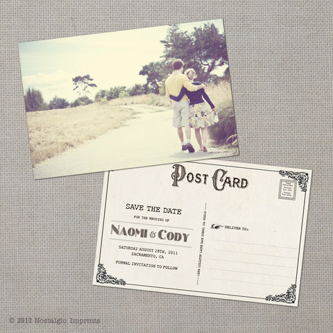 Naomi,-,4x6,Vintage,Photo,Save,the,Date,Postcard,vintage save the date, Weddings, Card, save the date, custom photo card, photo save the date card, photo card, vintage card, 4x6, postcard, post card, retro