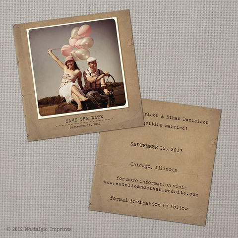 Estelle,-,5x5,Vintage,Photo,Save,the,Date,Card,vintage save the date, Weddings, Card, save the date, custom photo card, photo save the date card, photo card, vintage card, 4x6, postcard, post card, retro