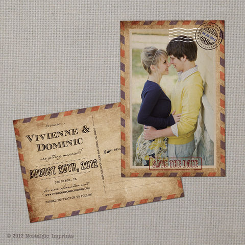 Vivienne,-,4x6,Vintage,Photo,Save,the,Date,Postcard,vintage save the date, Weddings, Card, save the date, custom photo card, photo save the date card, photo card, vintage card, 4x6, postcard, post card, retro