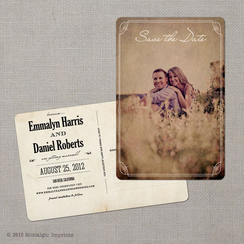 Emmalyn,-,4x6,Vintage,Photo,Save,the,Date,Postcard,vintage save the date, Weddings, Card, save the date, custom photo card, photo save the date card, photo card, vintage card, 4x6, postcard, post card, retro