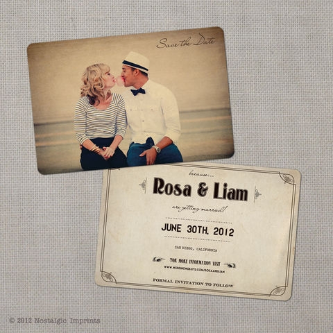 Rosa,-,4x6,Vintage,Photo,Save,the,Date,Card,vintage save the date, Weddings, Card, save the date, custom photo card, photo save the date card, photo card, vintage card, 4x6, postcard, post card, retro