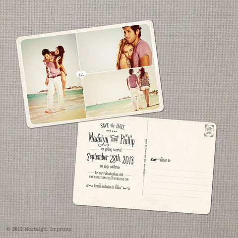 Madelyn,4,-,4x6,Vintage,Photo,Save,the,Date,Postcard,vintage save the date, Weddings, Card, save the date, custom photo card, photo save the date card, photo card, vintage card, 4x6, postcard, post card, retro