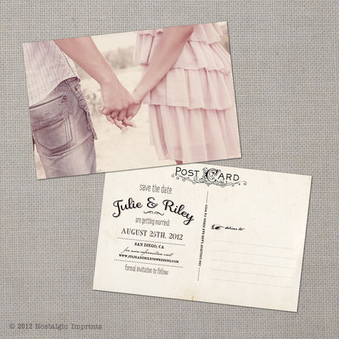 Julie,-,4x6,Vintage,Photo,Save,the,Date,Postcard,vintage save the date, Weddings, Card, save the date, custom photo card, photo save the date card, photo card, vintage card, 4x6, postcard, post card, retro
