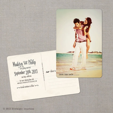 Madelyn,3,-,4x6,Vintage,Photo,Save,the,Date,Postcard,vintage save the date, Weddings, Card, save the date, custom photo card, photo save the date card, photo card, vintage card, 4x6, postcard, post card, retro