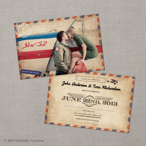 Tara,2,-,4x6,Vintage,Airmail,Save,the,Date,Card,vintage save the date, Weddings, Card, save the date, custom photo card, photo save the date card, photo card, vintage card, 4x6, postcard, post card, retro