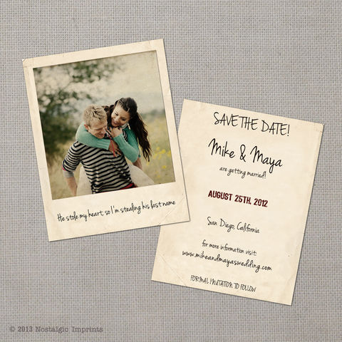 Maya,-,4.25x5.5,Vintage,Photo,Save,the,Date,Card,vintage save the date, Weddings, Card, save the date, custom photo card, photo save the date card, photo card, vintage card, 4x6, postcard, post card, retro