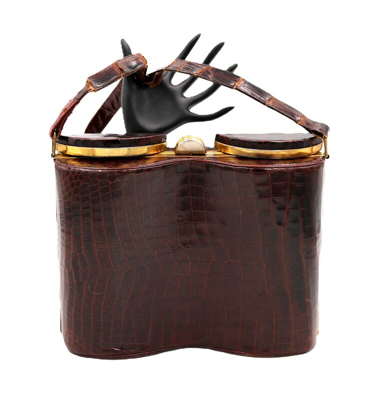 Vintage 40s-50s MADELEINE PAGE Brown ALLIGATOR Binocular