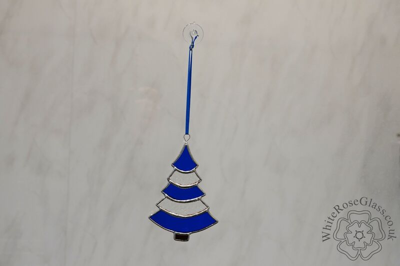 Christmas Tree Curved Blue+Clear Suncatcher - product image