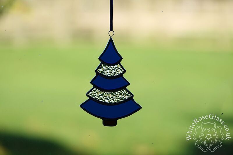 Christmas Tree Curved Blue+Clear Suncatcher - product image