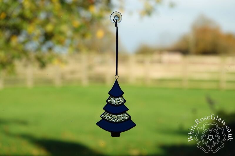 Christmas Tree Curved Blue+Clear Suncatcher - product image