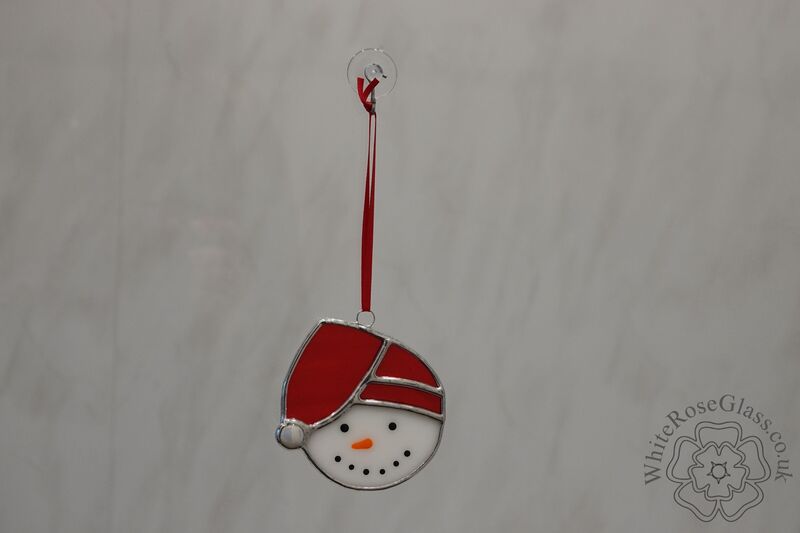 Christmas Snowman Head Red Suncatcher - product image