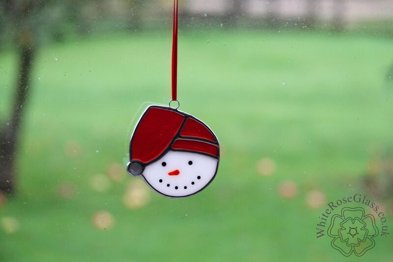 Christmas Snowman Head Red Suncatcher - product image