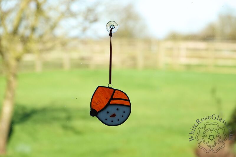 Christmas Snowman Head Orange Suncatcher - product image