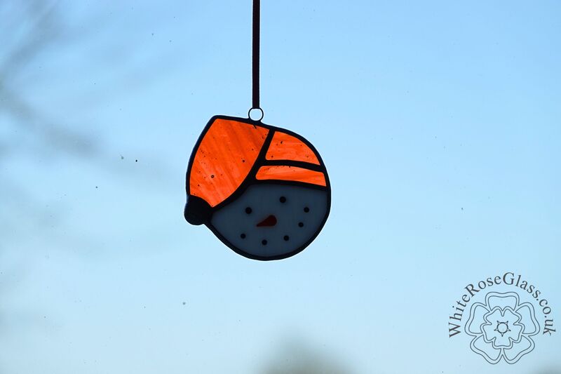 Christmas Snowman Head Orange Suncatcher - product image
