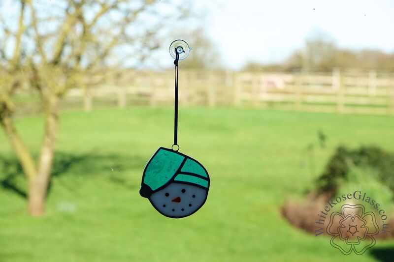 Christmas Snowman Head Blue Suncatcher - product image