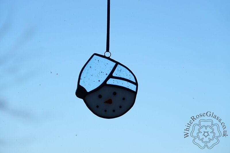 Christmas Snowman Head Blue Suncatcher - product image