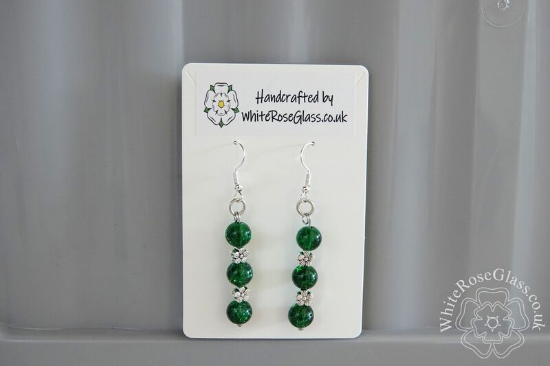 Earrings - Dark Green + Flowers - product image