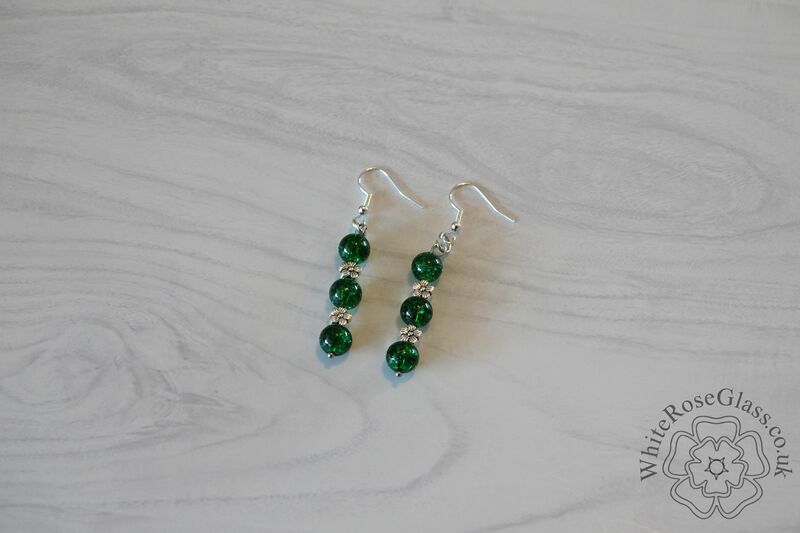 Earrings - Dark Green + Flowers - product image