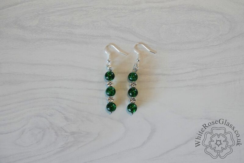 Earrings - Dark Green + Flowers - product image