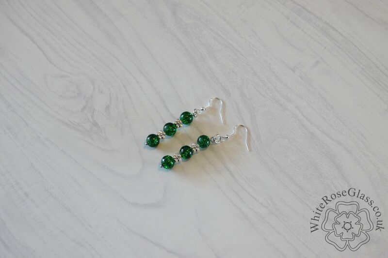 Earrings - Dark Green + Flowers - product image