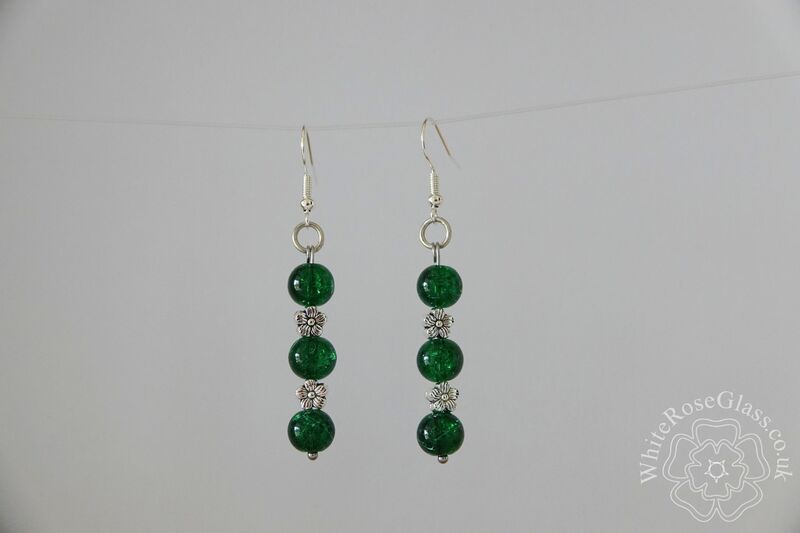 Earrings - Dark Green + Flowers - product image