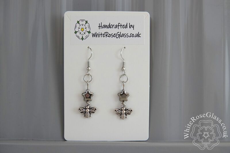 Earrings - Grey Star + Bee Charm - product image
