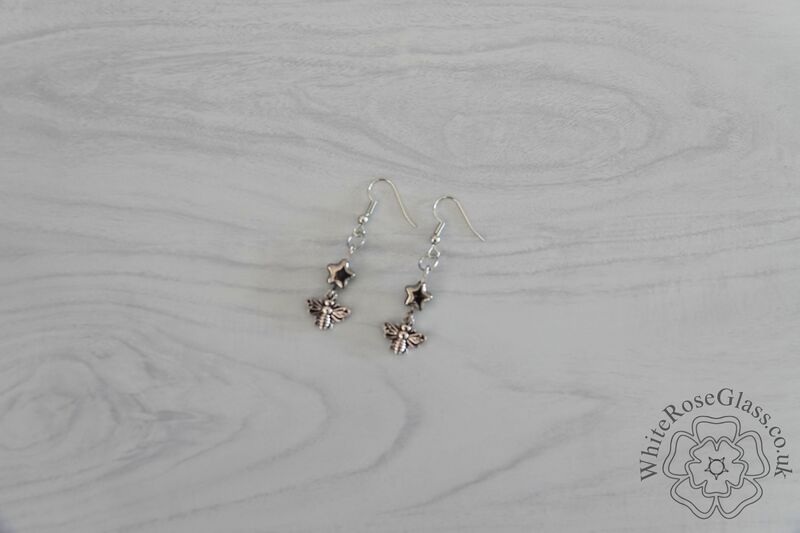 Earrings - Grey Star + Bee Charm - product image