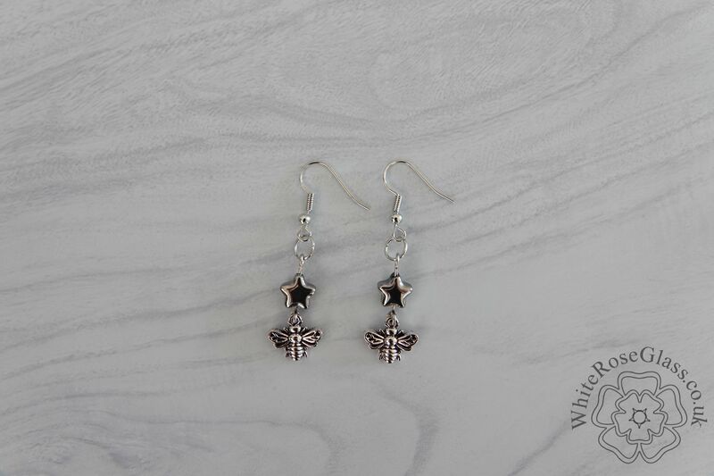 Earrings - Grey Star + Bee Charm - product image