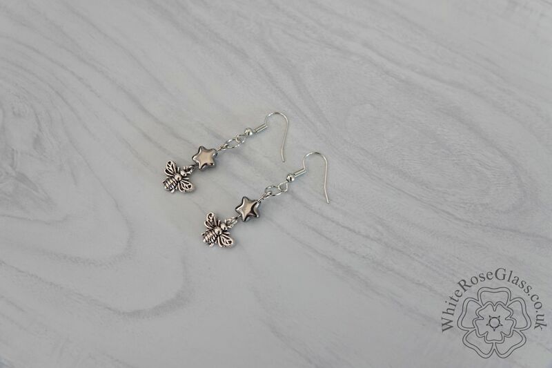 Earrings - Grey Star + Bee Charm - product image