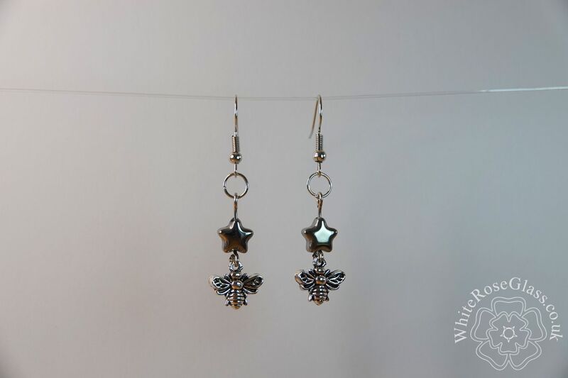 Earrings - Grey Star + Bee Charm - product image