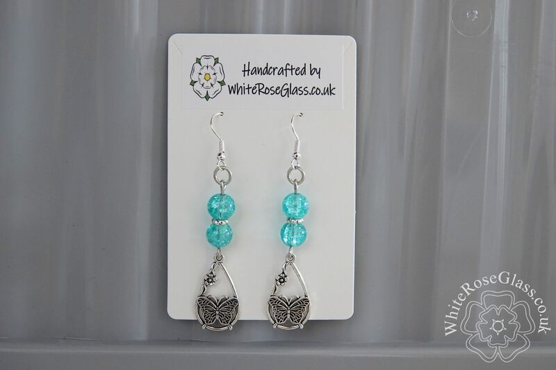 Earrings - Pale Turquoise + Butterfly Charm - product image