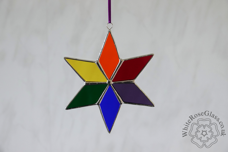 12 x Star Rainbow Suncatchers - 6-Point Slim - product image