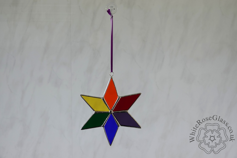 12 x Star Rainbow Suncatchers - 6-Point Slim - product image