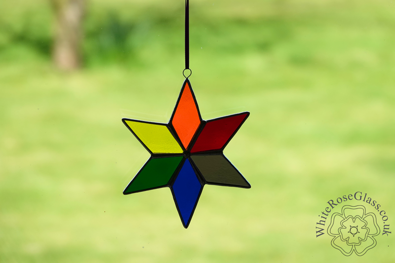 12 x Star Rainbow Suncatchers - 6-Point Slim - product image