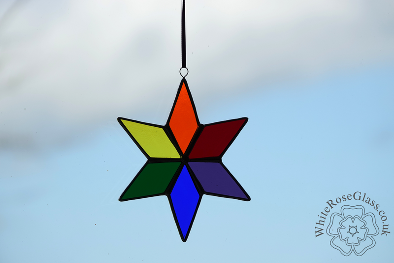 12 x Star Rainbow Suncatchers - 6-Point Slim - product image