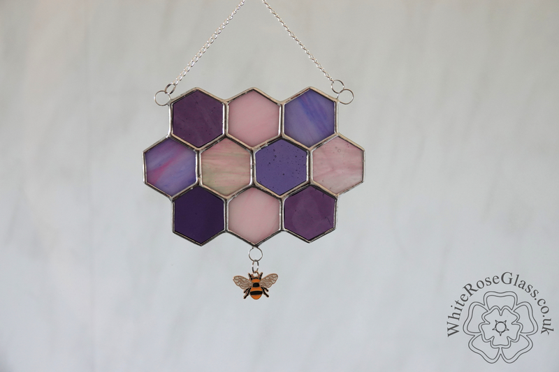 Honeycomb + Bee 10-Piece Pinks Suncatcher - product image