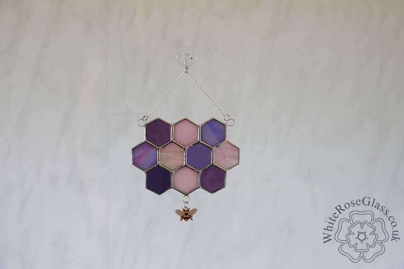Honeycomb + Bee 10-Piece Pinks Suncatcher - product image