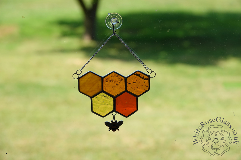Honeycomb + Bee 5-Piece Suncatcher - product image