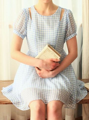 Blue,and,White,Gingham,Cut,Out,Dress,GINGHAM DRESS CUT OUT DRESS, CUTAWAY DRESS