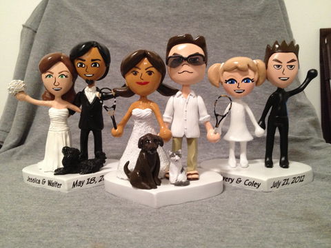 Mjj®,Cake,Toppers,Miis, Nintendo, Wii, Mii, custom, sculpture, Wedding, cake topper
