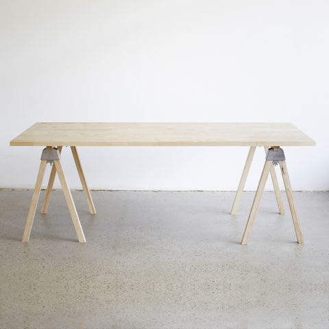 A-joint,mini,,raw,pine,trestle,table,trestle table, table, wood, A-joint, henry, wilson