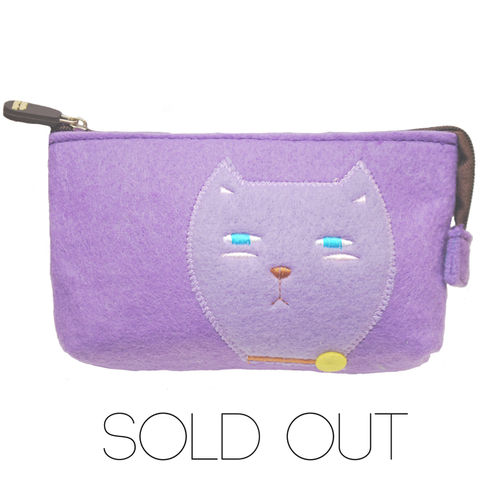 Ms,Violet,Kitty,pouch,felt pouch, cat , purple