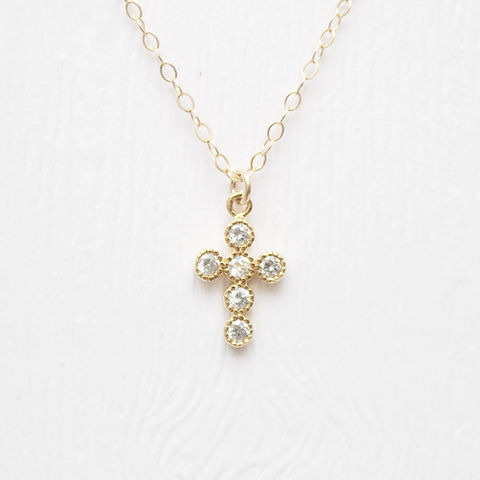 Jewel,Cross,Necklace,cross necklace diamond gold goldfilled treenbee singapore