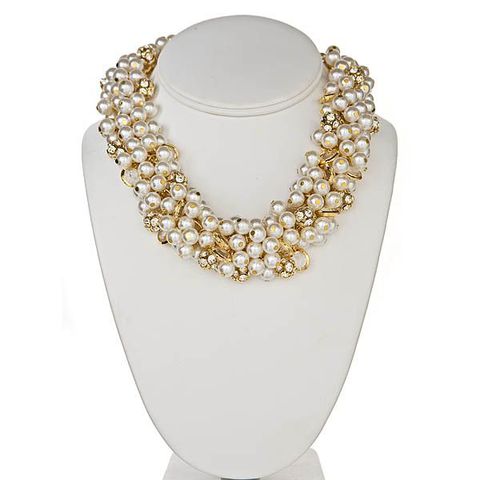 PARK,AVENUE,NECKLACE,Pearl necklace with crystal and rhinestone ball accents. park avenue collection.This stunning necklace was even featured in Brides Magazine!