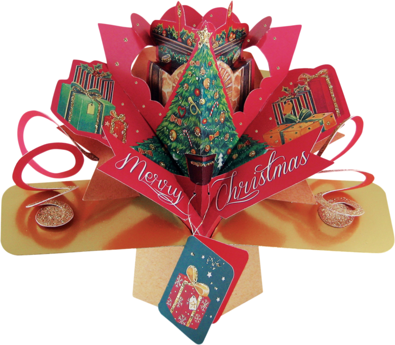 Santa /& Dog Petite Christmas Pop-Up Greeting Card Second Nature 3D Pop Up Cards