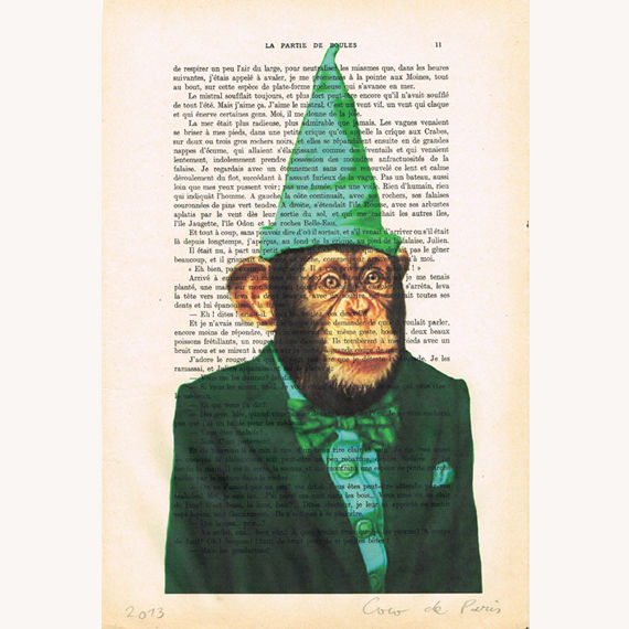 Party monkey in green - Print Artwork - product images of