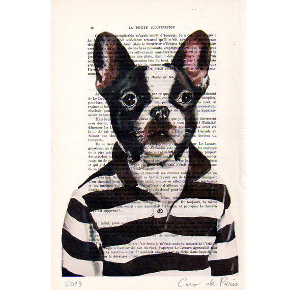 Stripy Frenchie- Print Artwork - product images of